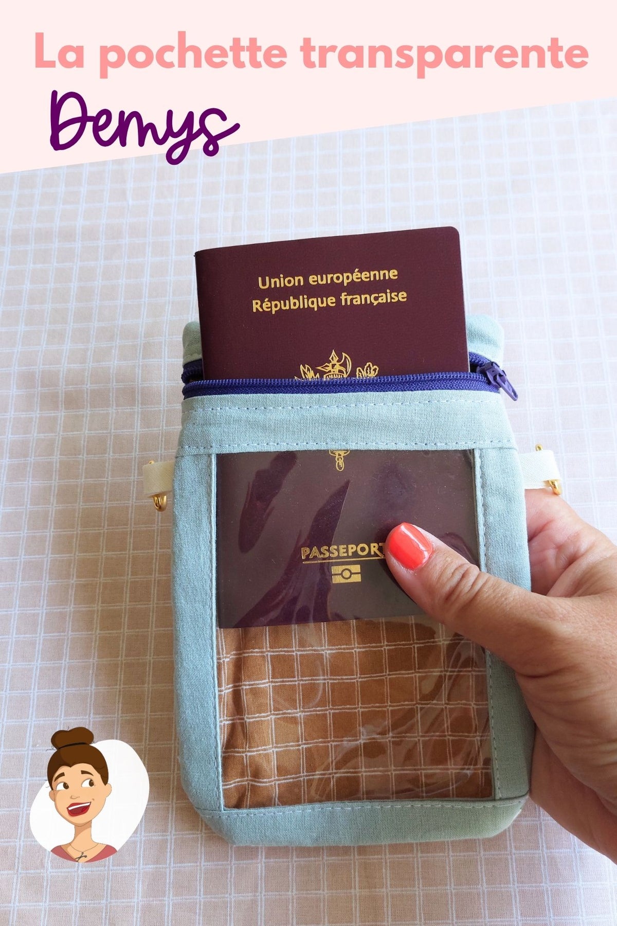 Cemailine tuto et patron pdf pochette transparente ajourée Demys - patron pdf facile débutant voyage passeport tutoriel 