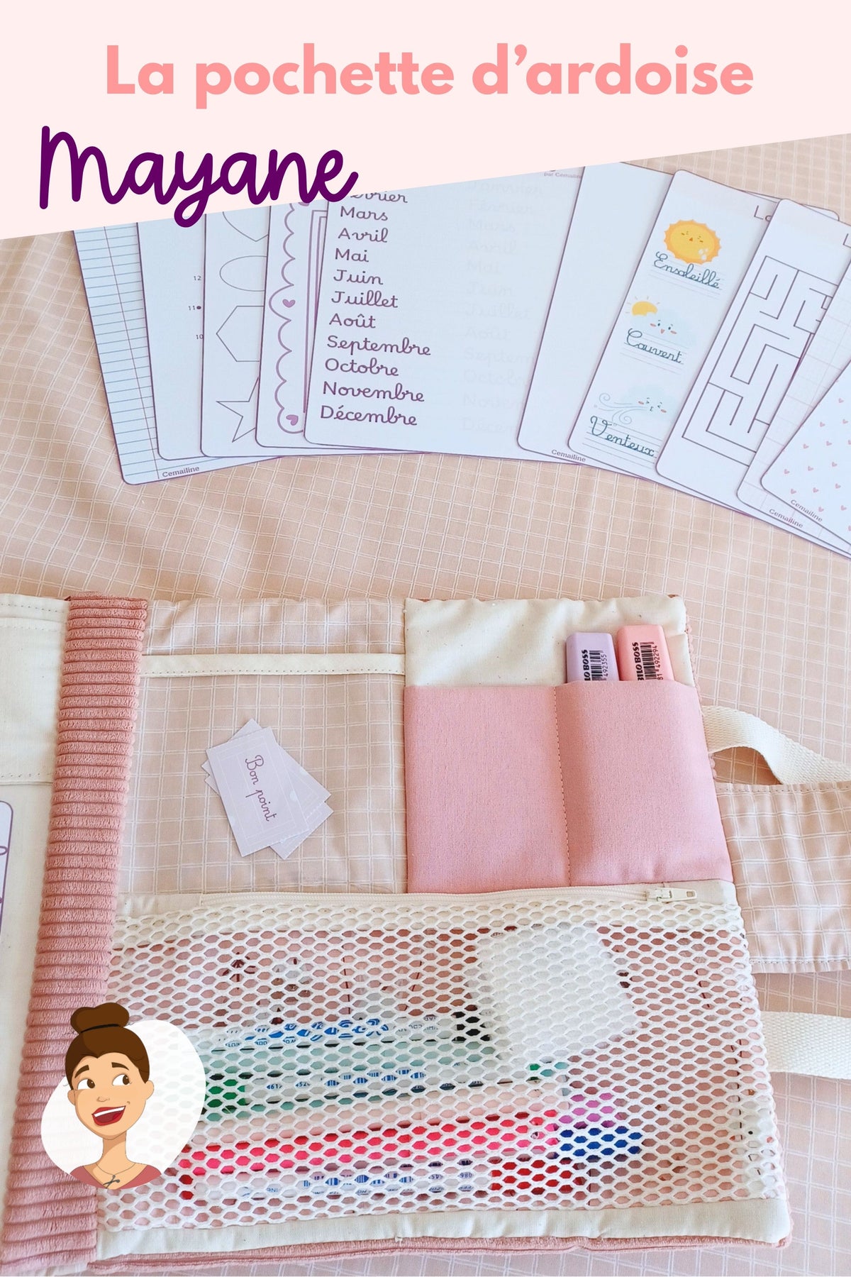 Patron couture tuto pdf - pochette ardoise velleda Cemailine 