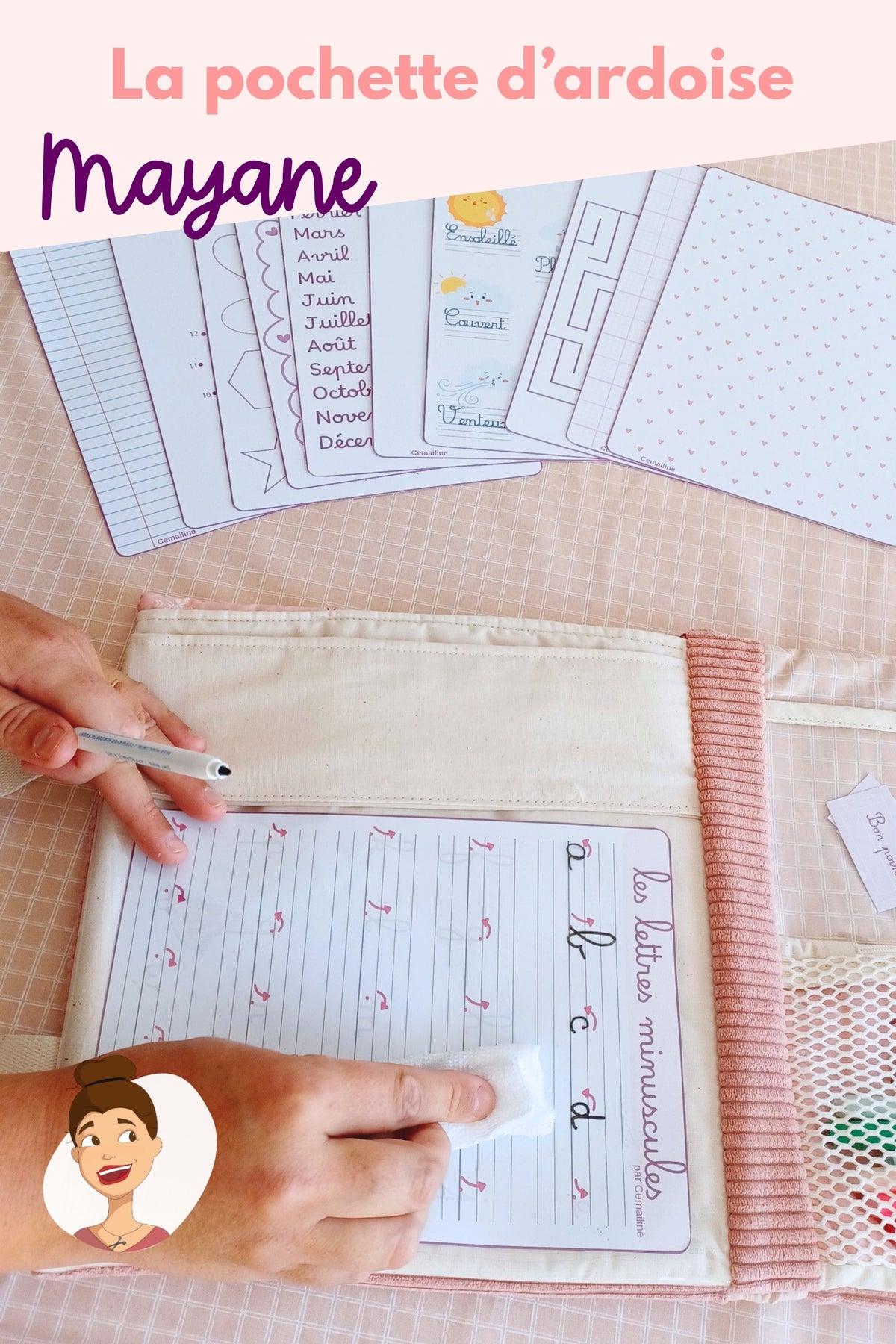 Patron couture tuto pdf - pochette ardoise velleda Cemailine 
