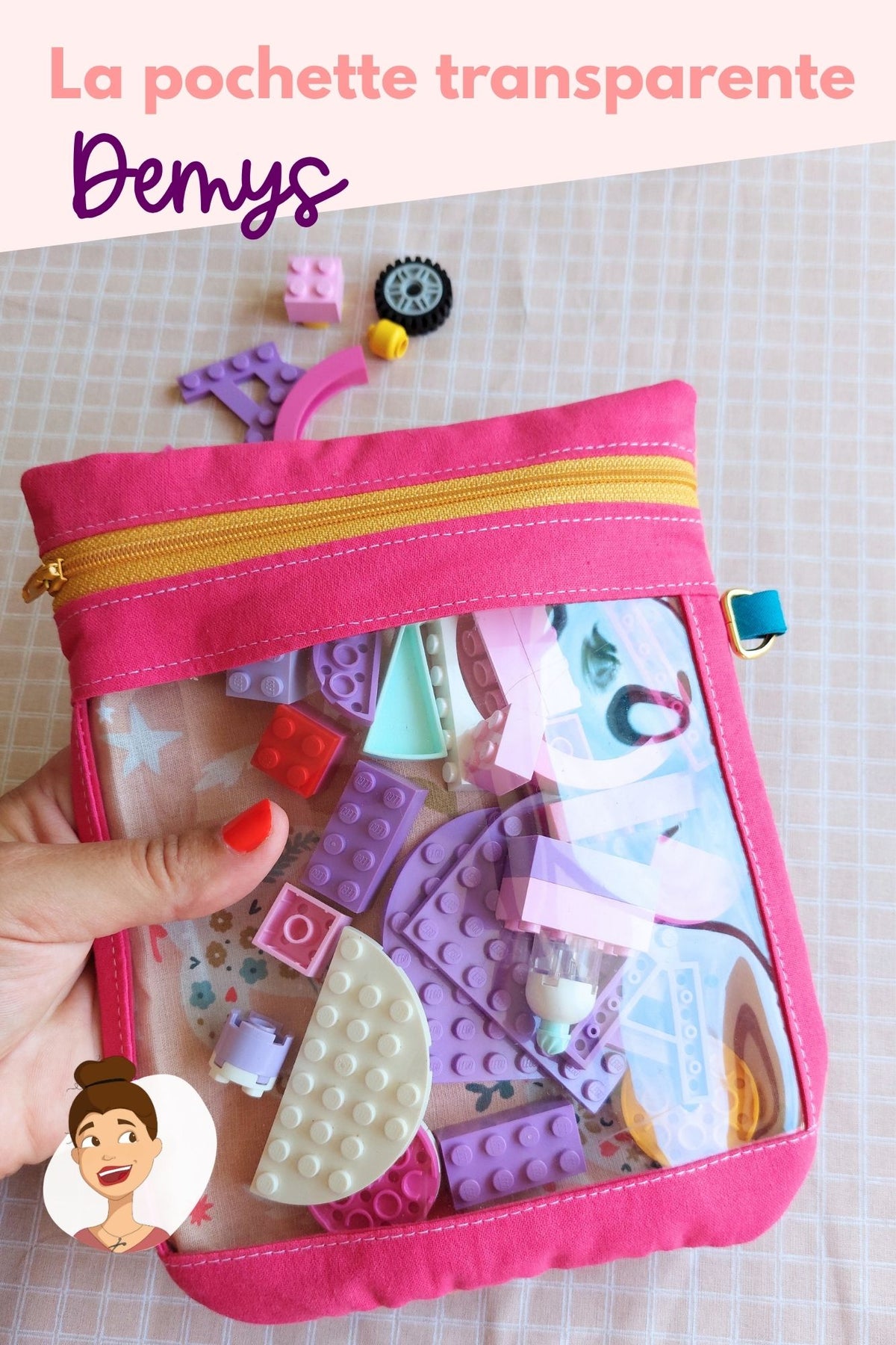 patron pdf couture Demys  - tuto pochette transparente facile à coudre facile débutant