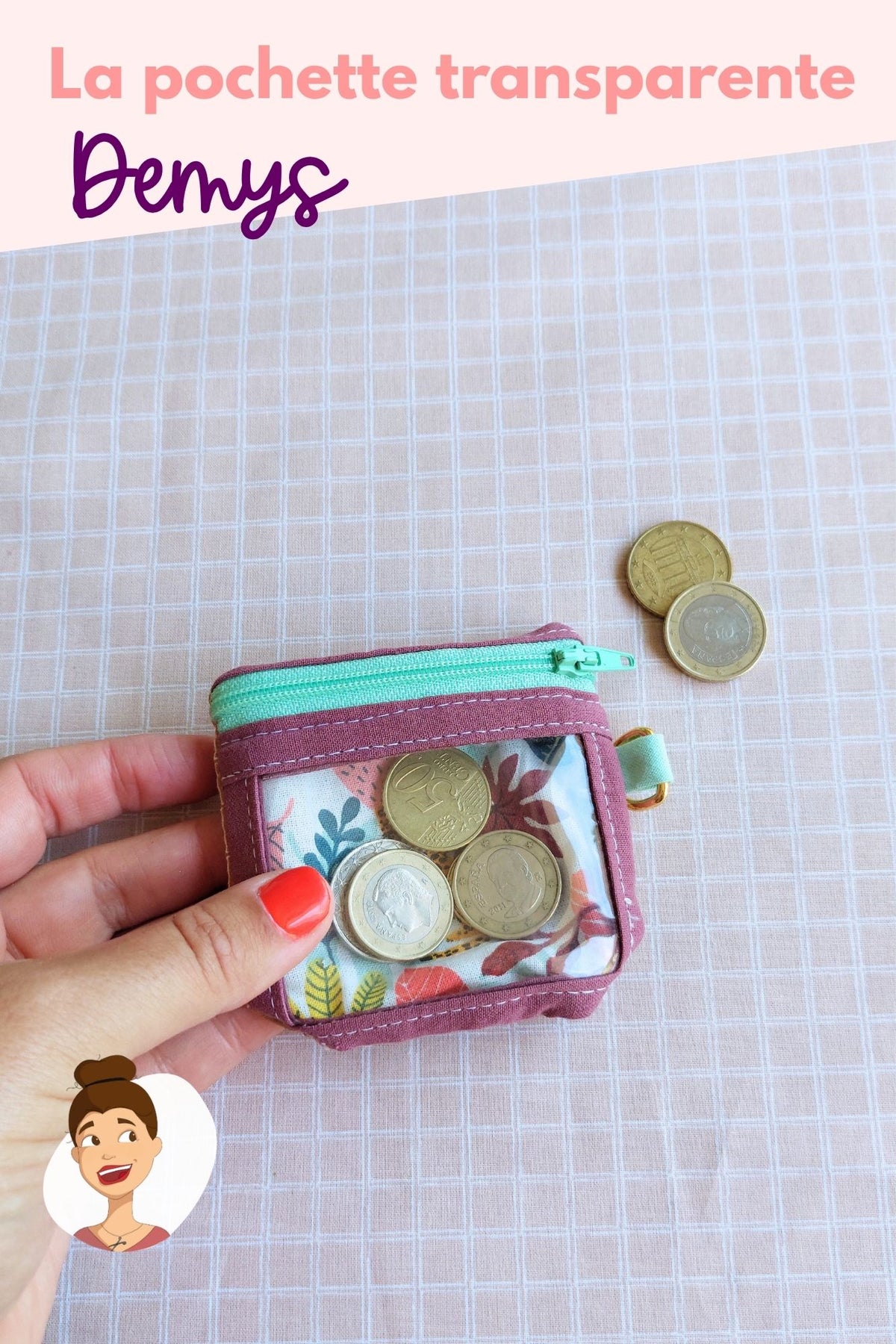 patron pdf couture Demys  - tuto pochette transparente facile à coudre facile débutant