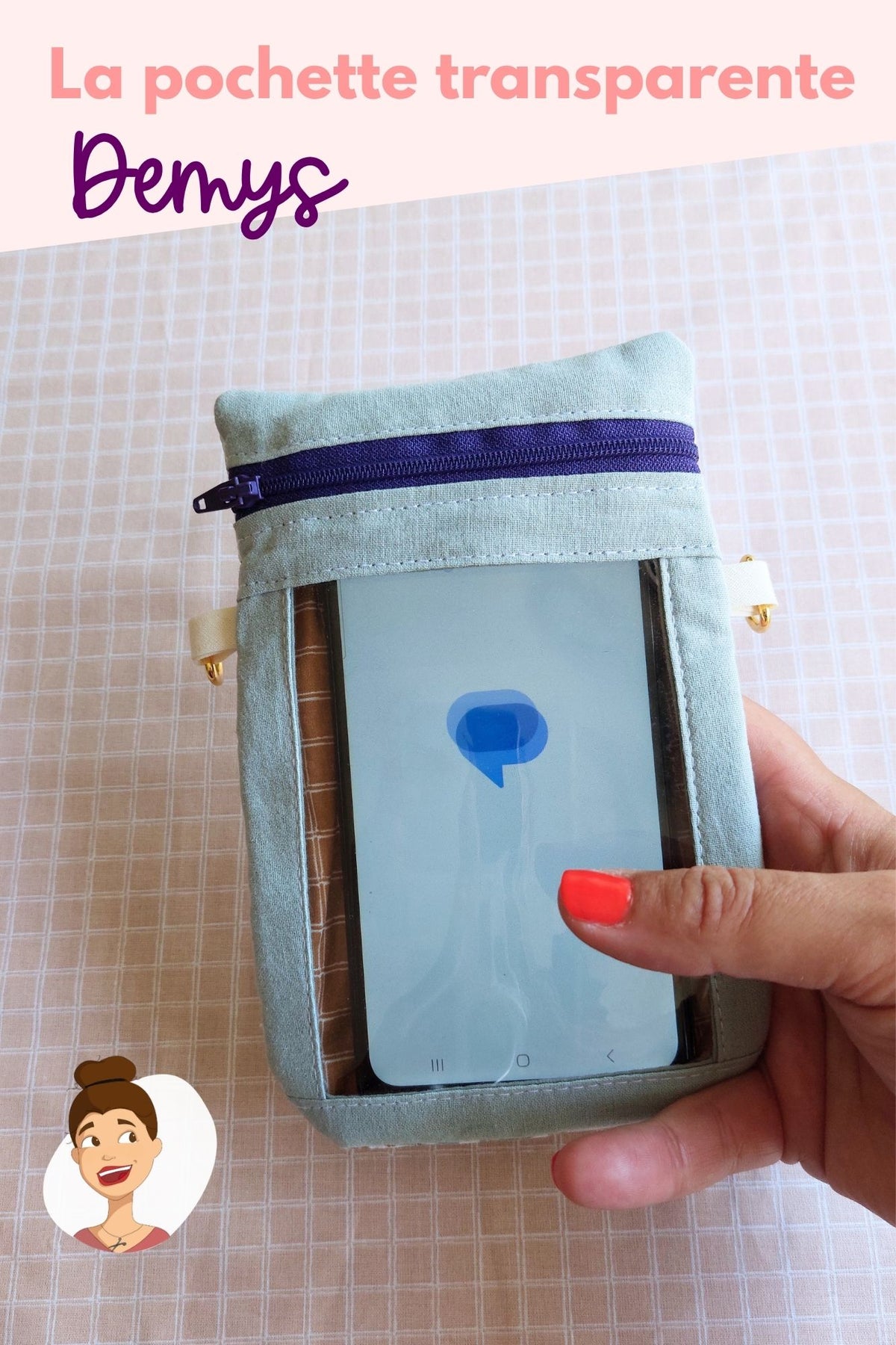 patron pdf couture Demys  - tuto pochette transparente facile à coudre facile débutant - tactile téléphone iphone