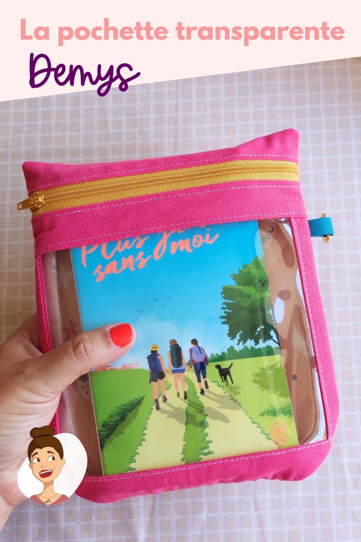 patron pdf couture Demys  - tuto pochette transparente facile à coudre facile débutant pochette Cemailine à livre de poche
